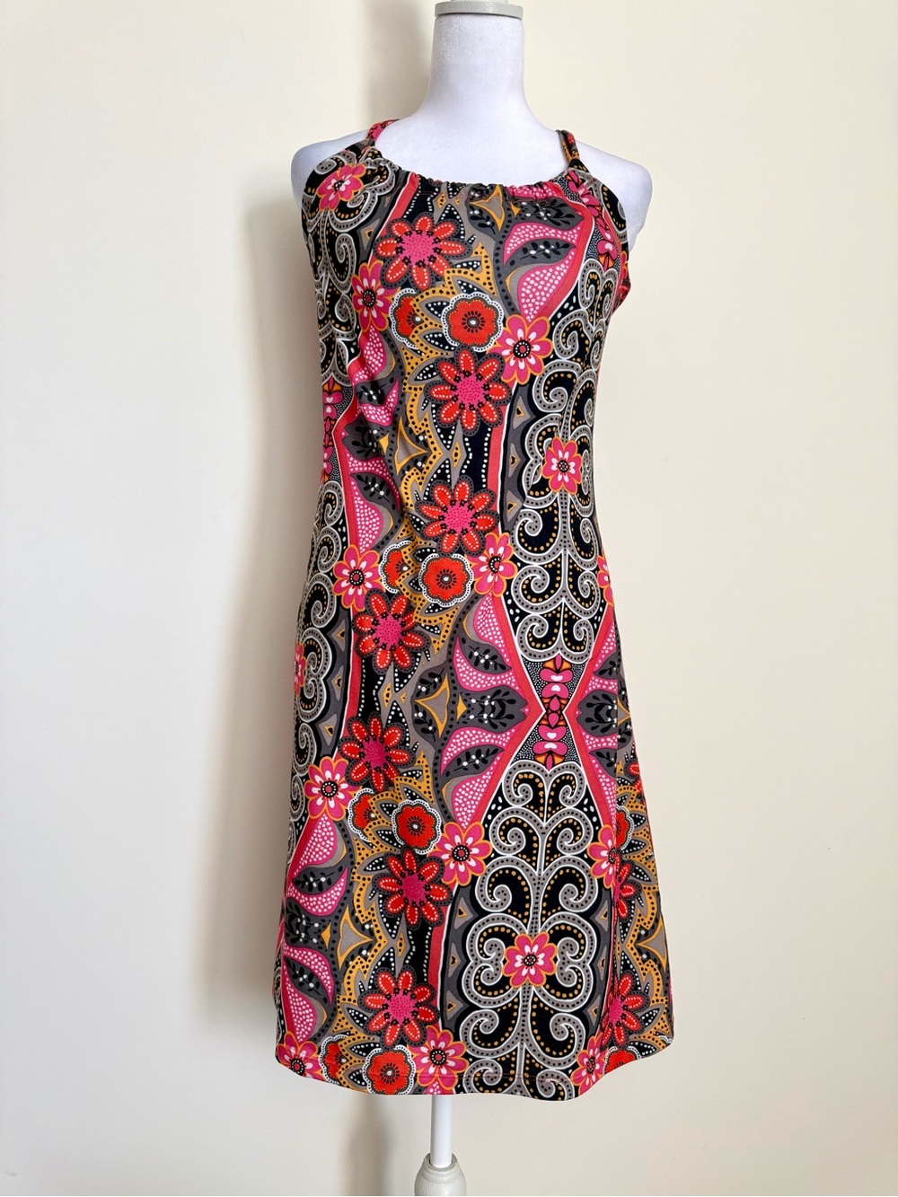 Prana Quinn dress floral and paisley print red pink and black size met